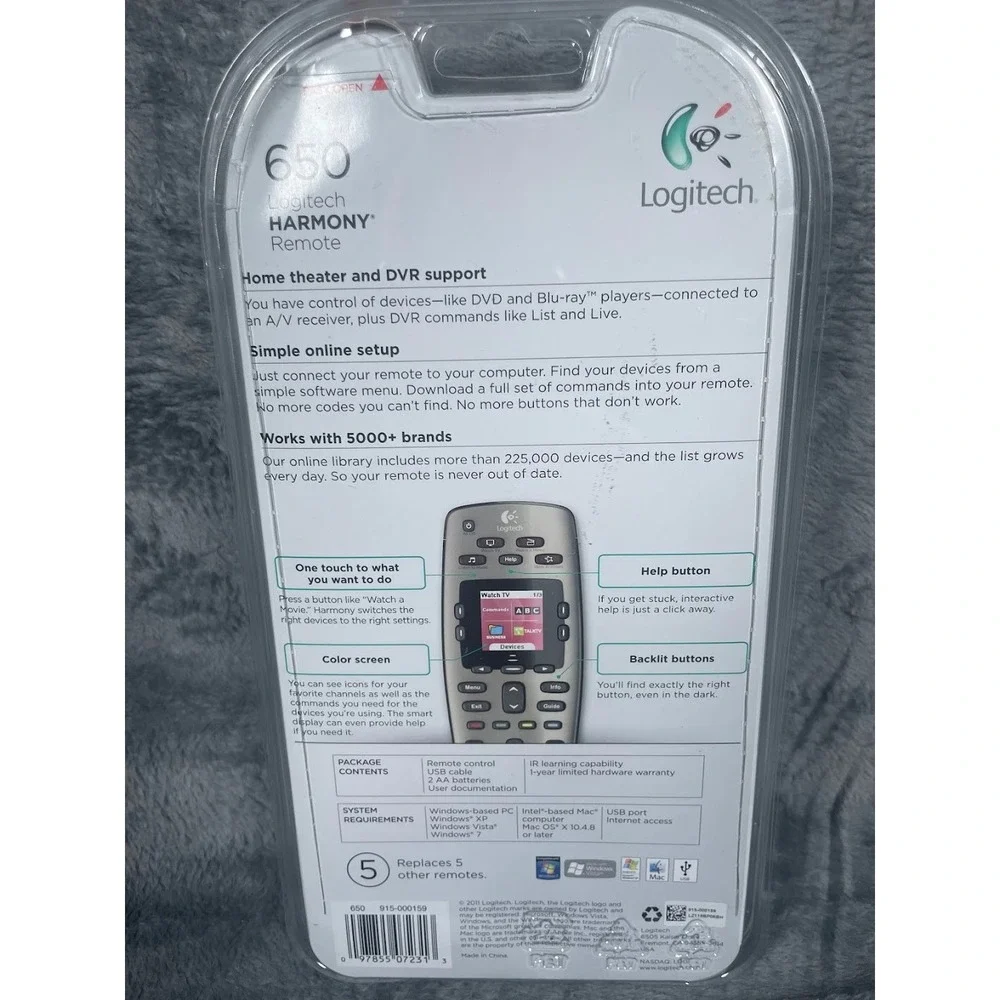 Logitech HARMONY 650 Universal Advanced TV Remote Control Silver Factory Sealed